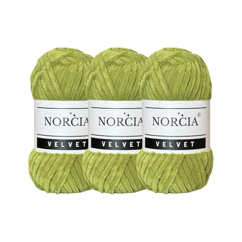 Soft Velvet Yarn Chenille for Crocheting Super Bulky 3x100g (3x74.3 yds) Baby Blanket Yarn for Knitting Amigurumi Yarn Crochet (Pistachio, 3 Skeins)
