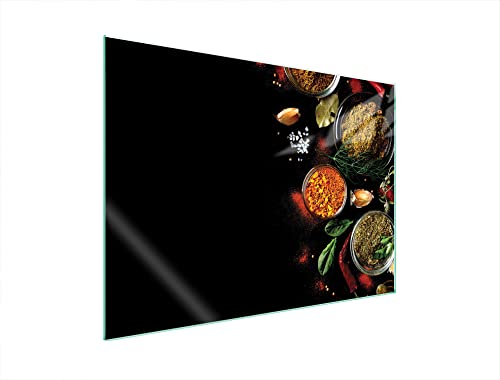 DarHaus Plaque de recouvrement, 70 x 52 cm, en verre, pour cuisinières électrique, à induction, convient comme décoration, protection anti-éclaboussures ou planche à découper, Épices Coloré