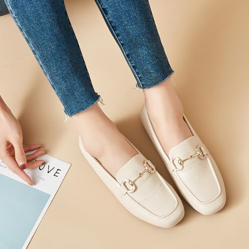 Image of DeYashopin Womens Loafers Shoes Fashion Low Heel Slip on Shoes Comfortable Driving Flats