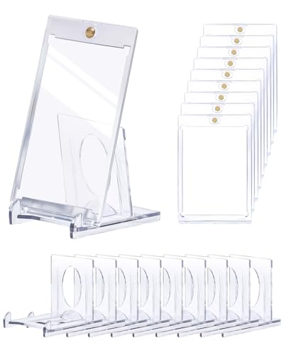 Frstem Magnetic Card Holder 10 Stück 35PT Magnetischer Kartenhalter mit 10 Stk Kartenständer, Photocard Holder, Premium-Karten Hüllen mit UV-Schutz/Wasserdicht,für Magic, Yugioh, Sportkarten Sammlung.