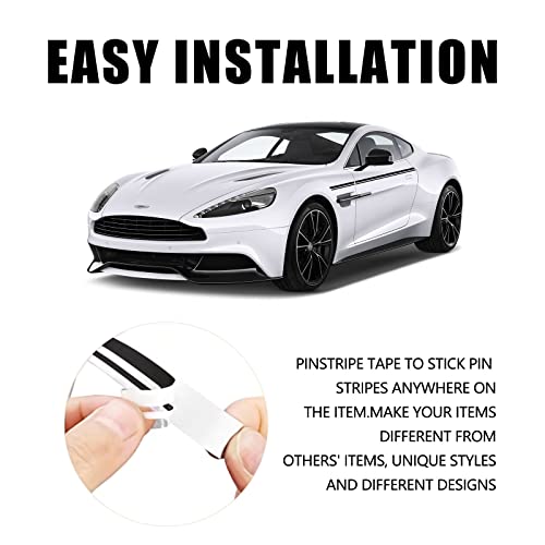 Zatooto Pinstripe Tape For Cars - Diy Vinyl Black Pin Striping Decals, 385×0.47 Inches Auto Waterproof Pin Stripe Tape Emblems Trim, Universal For Automotive Musical Instrument Home Door Etc #TOP5