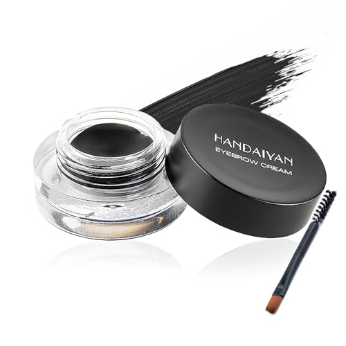 Crema para cejas, Gel Crema para Cejas, resistente al agua y que no mancha, pomada de cejas de larga duración con cepillo, para un maquillaje natural de cejas, Negro
