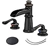 BWE Waterfall Widespread Bathroom Faucet 3 Hole Sink Farmhouse with Oil Rubbed Bronze Bath Bathtub Faucets Pop Up Drain Stopper Assembly and Supply Line Lead-Free 8-16 Inch 2 Handle Vanity Lavatory BWE Waterfall Widespread Bathroom Faucet 3 Hole Sink Farmhouse with Oil Rubbed Bronze Bath Bathtub Faucets Pop Up Drain Stopper Assembly and Supply Line Lead-Free 8-16 Inch 2 Handle Vanity Lavatory