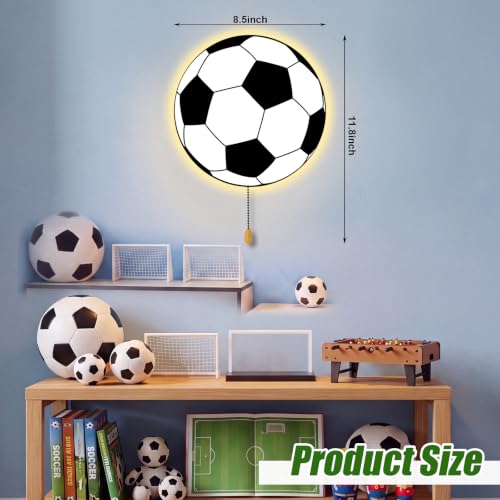 Image of Aurelema Soccer Night Light Wall Lamp Sleeping Nursery Lighting Cute Floating Battery Operated Hanging Lamp for Baby Boys Girls Bedroom Room Nursery Wall Decorations