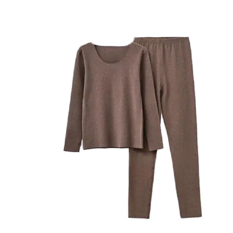 Ropa Interior Térmica Mujer - Conjunto De Lencería Informal para Otoño E Invierno, Tops Ajustados De Manga Larga Y Pantalones, Ropa Interior Gruesa, Conjunto De 2 Uds.