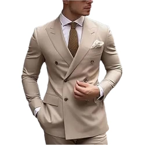 Men's Double Breasted Six-Buttons 2 Piece Set Made Wedding Tuxedos Male Prom Party Suits