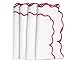 Red and White Napkins, Scalloped Napkins Cloth, 100% Pure Cotton, Embroidered Napkins, White Linen Napkins, Set 4 Wedding Napkins, Farmhouse Dinner Napkins Washable, White Napkins with Red Trim 18x18
