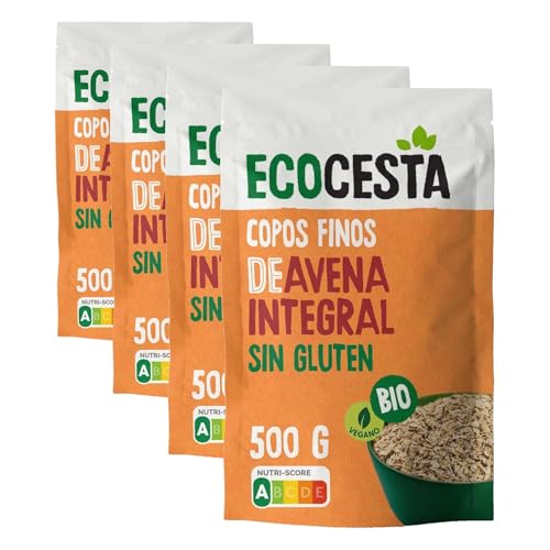 ECOCESTA MEJOR CADA DIA - Copos Suaves de Avena Integral Ecológica - 500 g - Sin Azúcar Añadido - Aptos para Veganos - Alto Contenido en Fibra (Paquete de 4)