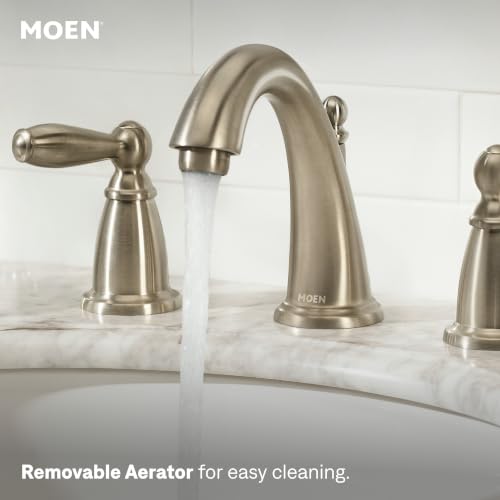Moen Brandtford Brushed Nickel Two-Handle High Arc Widespread Bathroom Sink Faucet for 3-Hole Setups with Valve Included, TV6620BN - image 5
