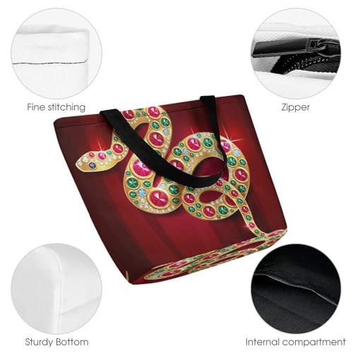Sac de shopping pour voyage femme grand sac à main serpent et bandoulière - 3