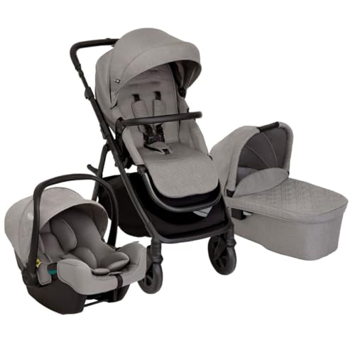 Graco Near2Me DLX Stylish Trio - Funda para lluvia, capazo y asiento de coche, adecuado desde el nacimiento hasta aprox. 4 años (22 kg), 3 ajustes de altura Slide2Me, color ceniza