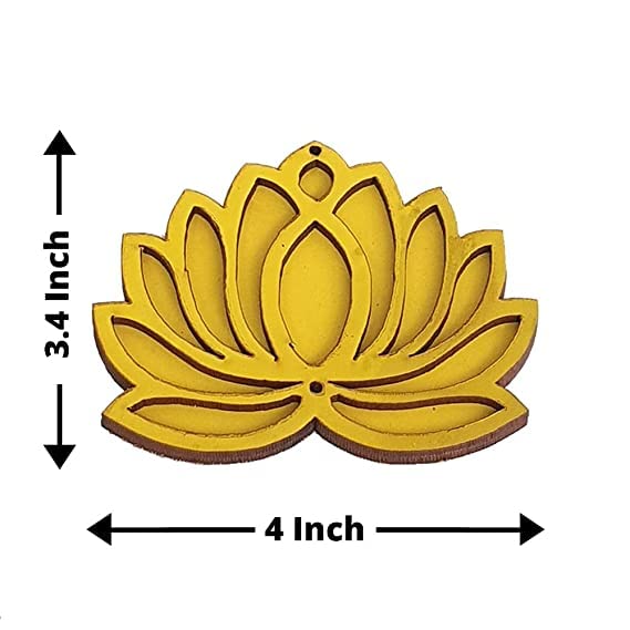 Image of Sanvatsar Home White Golden Lotus 4 Inch Set of 24 Wooden Cutout DIY Rangoli Kit | Decorations for Diwali, Dusshera Wedding Rangoli, Pooja, Decorations, Festival Gift (Ylo12Green12)
