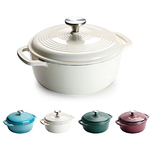 Ollas De Hierro Con Tapa, Cazuela De Hierro Fundido, Redonda, 22cm, 3l - Horno Holandés Hierro Fundido Esmaltado Blanco Ollas De Hierro Con Tapa, Cazuela De Hierro Fundido, Redonda, 22cm, 3l - Horno Holandés Hierro Fundido Esmaltado Blanco