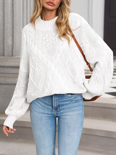 Saodimallsu Womens Oversized Sweaters Cable Knit Crew Neck Long Sleeve Pullover Sweater 2025 Fall Winter Chunky Trendy Tops2