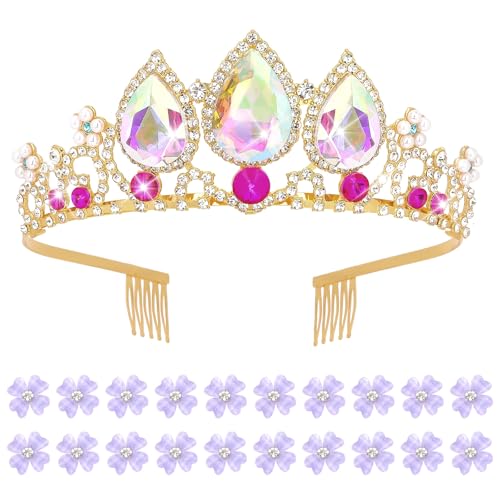 Tiaras de princesa de cristal y coronas de reina con pedrería