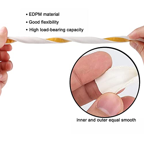 Image of Weather Stripping Seal Strip Tape, Doors Windows Frame Self Adhesive D Type Foam Sealing Tape, 32.8Ft Rubber Soundproof Insulation Cell Foam Stripping, White