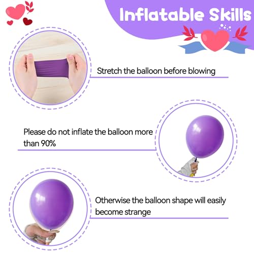 Image of Pink Purple Black Balloons, 50PCS 12 Inch Black Macaron Metallic Purple Pink Birthday Heart Printed Balloons for Princess Theme Birthday Decorations Baby Shower Party
