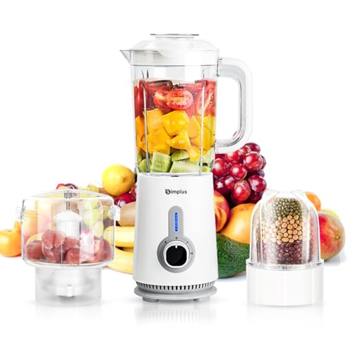 Simplus 3 in 1 Blender and Food Processor Combo for Kitchen, Small Electric Food Chopper, Meat and Vegetable Grinder, 380W High Speed 5 Cup Blenders with 2 Speeds and Pulse for Smoothies and Shakes