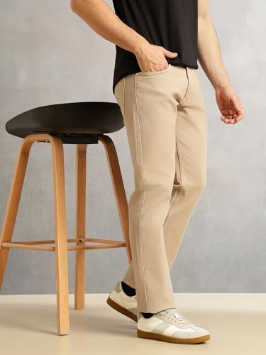 Image of Thomas Scott Men's Cricket Club Collection Straight Fit Stretchable Jeans | Mid-Rise Light Shade Denim | Clean Look | 5 Pocket Design
