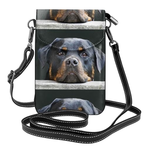 Chiens Rottweiler pochettes pour téléphone portable femmes petits sacs bandoulière cuir