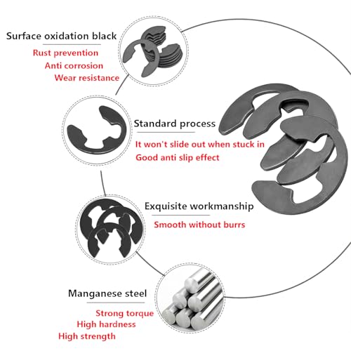 Ctyjia 100 Stk E Clip Sicherungsringe 5.0mm E-Clips, E Clip Sicherungsring, Sprengring Unterlegscheiben, Sicherungsringe für Wellenbefestigungsteile