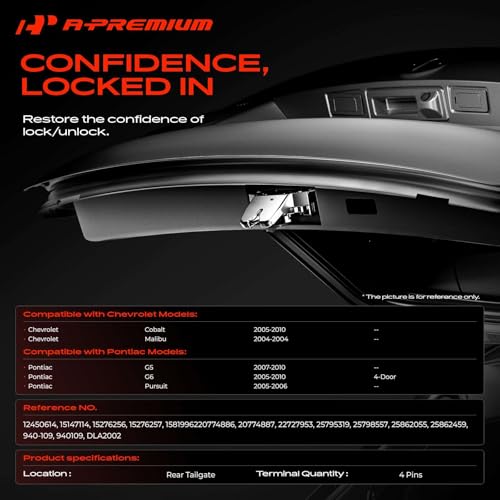 Image of A-Premium Trunk Latch Compatible with Chevrolet Chevy Malibu 2004, Cobalt 2005-2010 & Pontiac Pursuit 2005-2006, G6 2005-2010, G5 2007-2010, Rear Tailgate Lock Latch Actuator