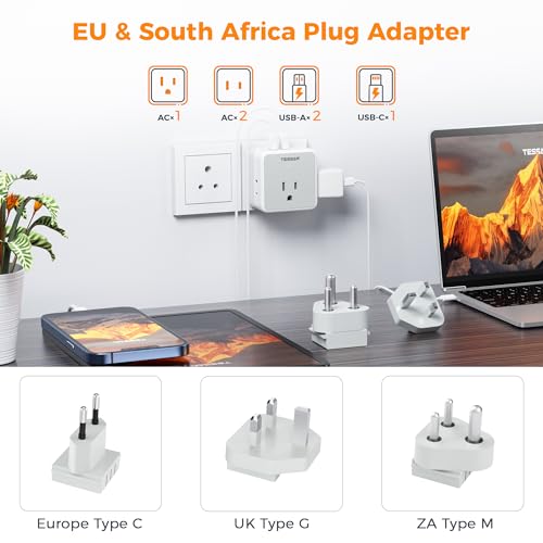 image for TESSAN All European UK Travel Plug Adapter Kit, International Detachab
