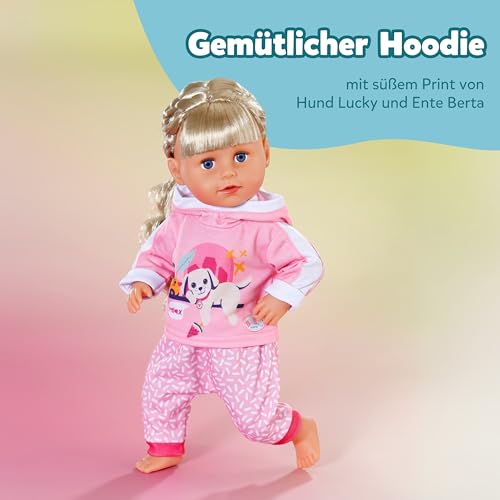 BABY Born Jogging-Anzug - Mit Hoodie inkl. Hunde-Print & gemusterter Hose - Hochwertiges Puppenzubehör - Kleidung geeignet für Puppen der Größe 43 cm