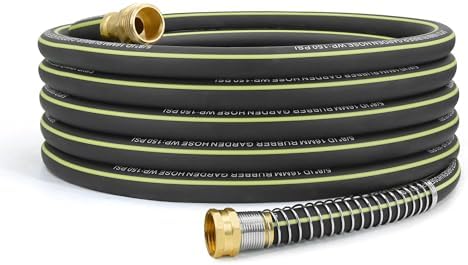 Lightweight Rubber Garden Hose 50 ft, 5/8" Hybrid Rubber Hose with Solid Brass Fitting, Water Hose Pipe for Outdoor, Cleaning & Washing - Thumbnail 4