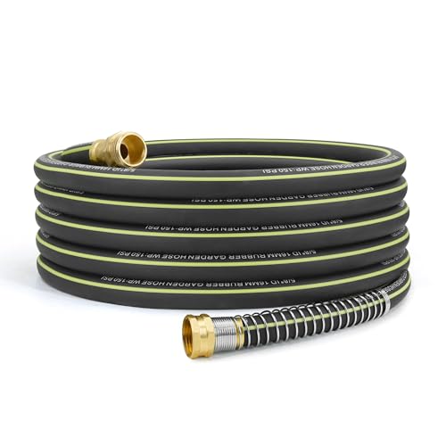 Wurzberge Lightweight Rubber Garden Hose 50 ft, 5/8' Hybrid Rubber Hose with Solid Brass Fitting,...