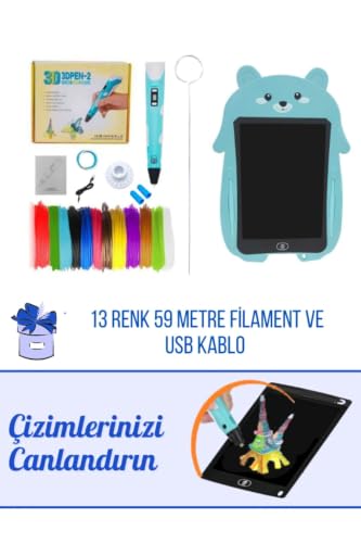 8.5" Çizim-Yazı Tableti Seti-Mavi