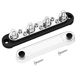 DAIERTEK Negative Bus Bar 12V Marine 4 x 5/16' (M8) Terminal Studs 6 x M4 (#8) Terminal Screws Gound Bus Bar Black Negative Power Distribution Block for Automotive Boat Solar System