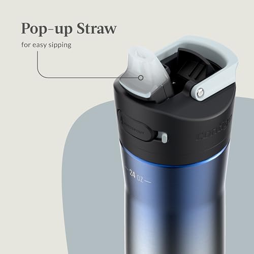 Image of Contigo Ashland Chill 2.0 Stainless Steel Water Bottle with AUTOSPOUT Lid, 24 oz, Licorice Ombre