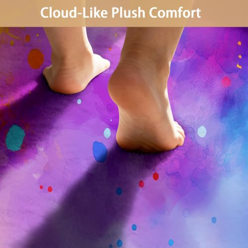Tapis aquarelle moderne multicolore 60x90 cm poils courts lavable - 4