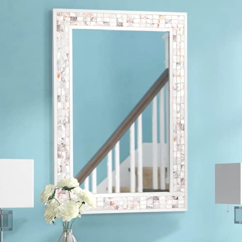 Tanmicoshomy Mosaic Rectangle Mirror for Wall 20x28 Inch, Handcrafted