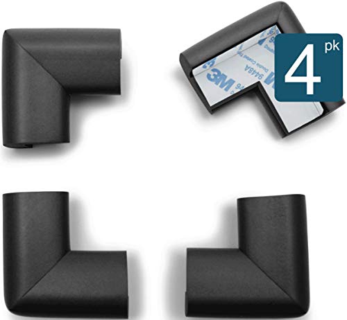 Roving Cove Baby Proofing Corner Guards, Table Corner Protector, 3M Pre-Taped, 4pc Onyx