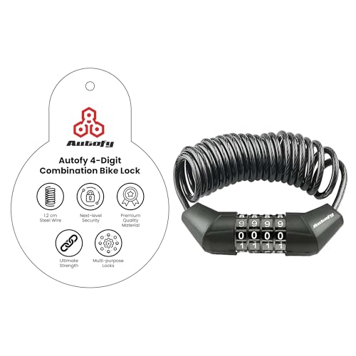 Image of Autofy 4 Digit Number Helmet Lock 12mm Thickness Multipurpose Resettable Combination Cycle Lock Cycle Accessories Heavy Duty Anti-Theft Protection Luggage Cycle Accessories