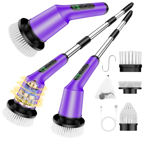 Electric Spin Scrubber for Cleaning Bathroom, Shower Scrubber Cordless Cleaning Brush with IPX7 Waterproof &amp; 2 Speed, 3 Brush Heads, Bathroom Cleaning Supplies for Shower Tub Kitchen Tile Toilet