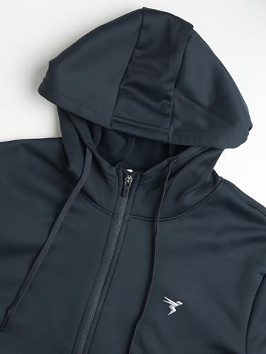 Image of TECHNOSPORT Mens Fleece Slim Fit Solid Regular Fit Hooded Jacket with Techno Warm+, Fast Dry for Winter Use