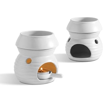 ComSaf アロマポット 陶器 アロマ炉 アロマキャンドルホルダー キャンドルバーナー アロマバーナー アロマディフューザー マット 白 ２点入り