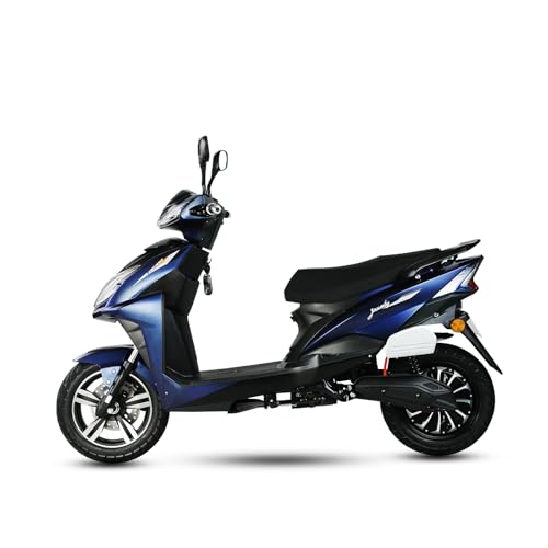 Image of AMO Electric Scooter Jaunty Pro Lithium Two Wheeler 70Km-100Km Low Speed Non-RTO in Blue with Portable Charger Ex-Showroom