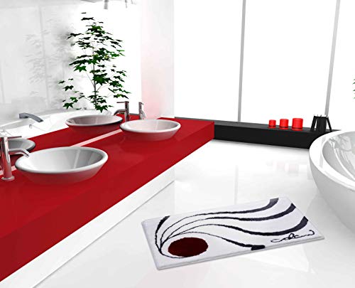 Grund Designer Bath Mat COLANI, Ultra Soft and Absorbent, Anti Slip, 5 Years Warranty, Colani 18, Bath Mat 60x100 cm, White