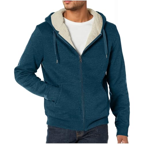 Mens Jacket Fleece Hooded Zip Up Outdoor Windbreaker Warm Jackets - image 1