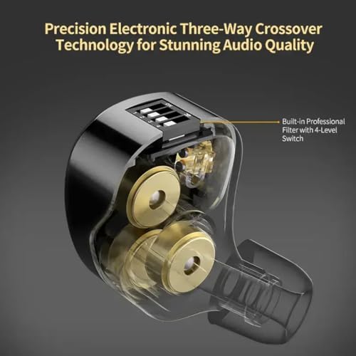 Image of CCA Trio in-Ear Monitor Earphone with Mic, 3 * 8mm Dynamic Driver IEM 4 Tuning Switches HiFi Bass 0.75mm 2Pin Connector 3.5mm Plug Silver Plated Cable for Audiophiles Musician etc. (with Mic - Black)