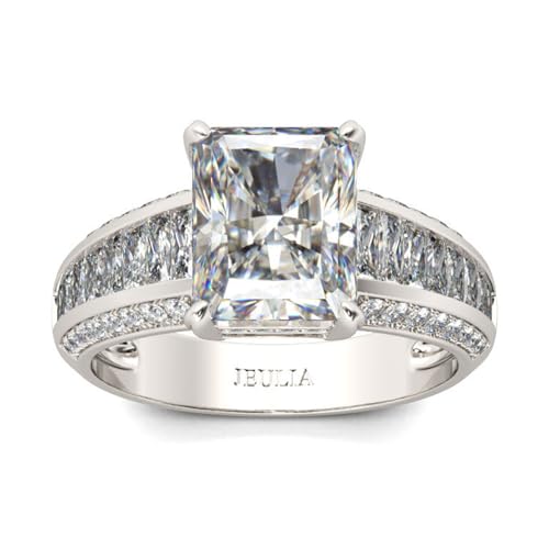 Jeulia Wedding Band for Women Classic Radiant Cut Rings Engagement Anniversary Eternity Solitare Ring Halloween Christmas Gifts with Jewelry Box2