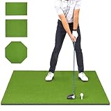 GoSports Golf Hitting Mat - PRO 5 x 5 ft - 15 mm Artificial Turf Training Mat for Indoor/Outdoor Swing Practice, Includes 3 Rubber Tees