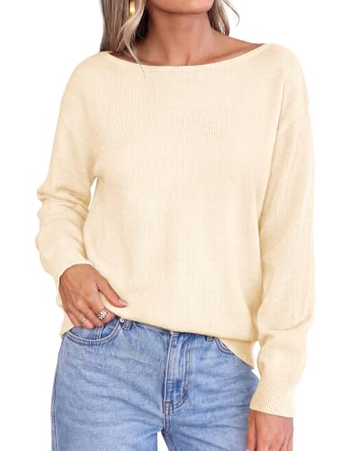 BTFBM Off The Shoulder Sweater Lightweight Going Out Top,Beige,Small - image 7