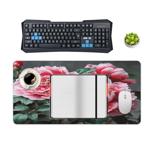 Beautiful Peony Flower Desk Mat Non-Slip Large Mouse Pad miniatura 4