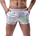 Produktbild Amy Coulee Sexy Boxershorts Herren Shiny Kurz Hosen (Helles Silber, M)
