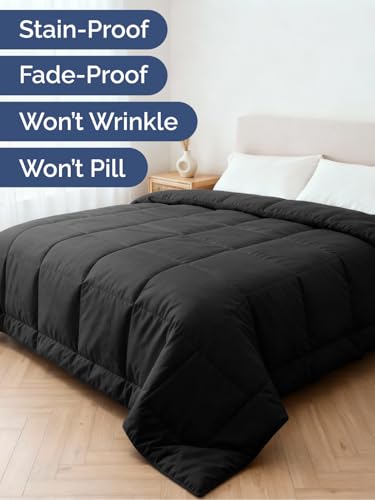 Image of King Size, Black Alternative Down Comforter - Warm, Lightweight & Breathable Hotel Quality Bedding Set for Men, Women, Kids and Teens - All Season Oversized Cooling Microfiber Duvet Insert Comforter